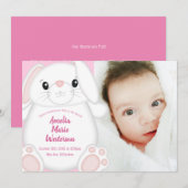 Bunny Rabbit Baby shower Roze Kaart (Voorkant / Achterkant)