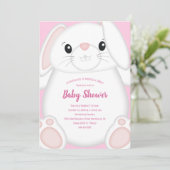 Bunny Rabbit Baby shower Roze Kaart (Staand voorkant)