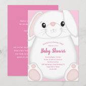 Bunny Rabbit Baby shower Roze Kaart (Voorkant / Achterkant)