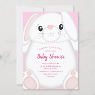 Bunny Rabbit Baby shower Roze Kaart