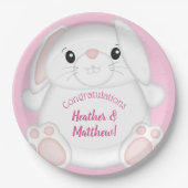 Bunny Rabbit Baby shower Roze Papieren Bordje (Voorkant)