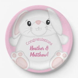 Bunny Rabbit Baby shower Roze Papieren Bordje