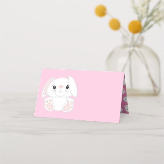 Bunny Rabbit Baby shower Roze Plaatskaartje (Voorkant)