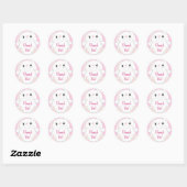 Bunny Rabbit Baby shower Roze Ronde Sticker (Vel)