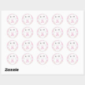 Bunny Rabbit Baby shower Roze Ronde Sticker (Vel)