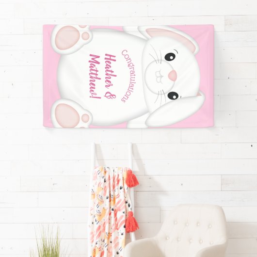 Bunny Rabbit Baby shower Roze Spandoek (Insitu)