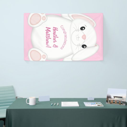 Bunny Rabbit Baby shower Roze Spandoek (Beurs)