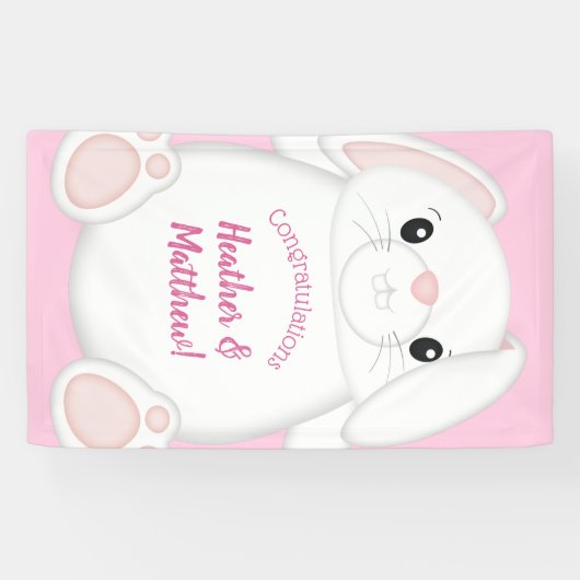 Bunny Rabbit Baby shower Roze Spandoek (Horizontaal)