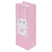 Bunny Rabbit Baby shower Roze Wijn Cadeautas (Achterkant Gekanteld)