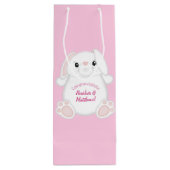 Bunny Rabbit Baby shower Roze Wijn Cadeautas (Achterkant)