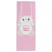 Bunny Rabbit Baby shower Roze Wijn Cadeautas (Voorkant)