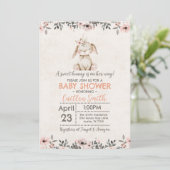 Bunny Rabbit Baby shower Sweet Girl Invitation Kaart (Staand voorkant)