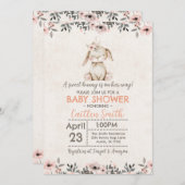 Bunny Rabbit Baby shower Sweet Girl Invitation Kaart (Voorkant / Achterkant)