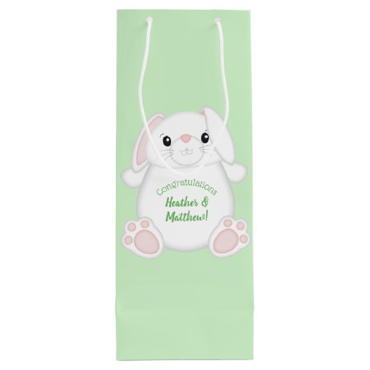 Bunny Rabbit Baby shower Wijn Cadeautas (Achterkant)