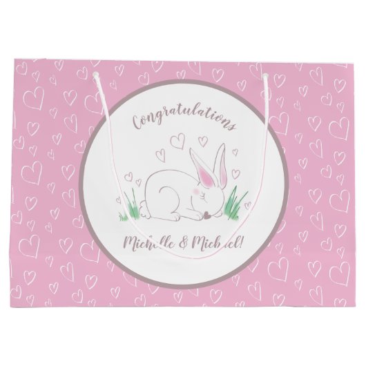 Bunny Rabbit Baby shower Woodland Animals Groot Cadeauzakje (Achterkant)