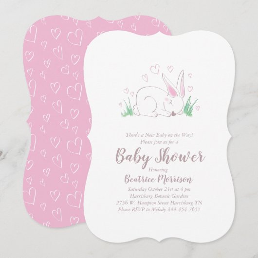 Bunny Rabbit Baby shower Woodland Animals Kaart (Voorkant / Achterkant)