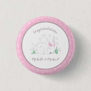 Bunny Rabbit Baby shower Woodland Animals Ronde Button 3,2 Cm