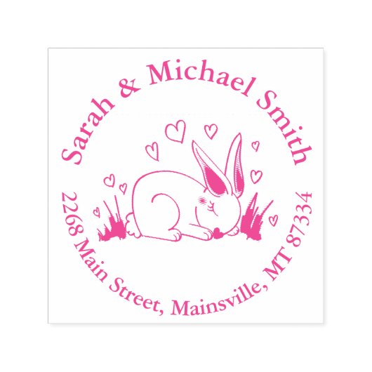 Bunny Rabbit Baby shower Woodland Animals Zelfinktende Stempel (Design)