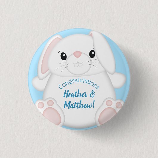 Bunny Rabbit Baby shower Woodland Ronde Button 3,2 Cm (Voorkant)
