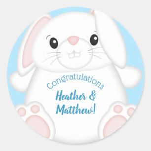 Bunny Rabbit Baby shower Woodland Ronde Sticker