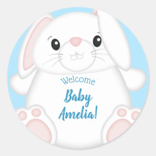 Bunny Rabbit Baby shower Woodland Ronde Sticker