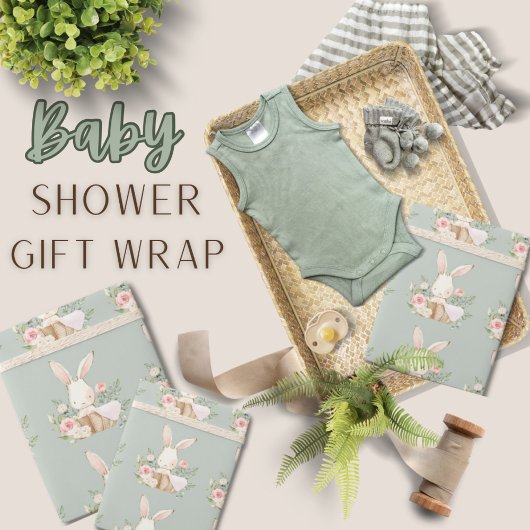 Bunny Rabbit Baby shower wrapping Paper Cadeaupapier