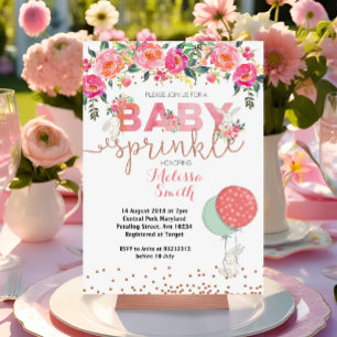Bunny Rabbit Baby Sprinkle Invitation card Kaart