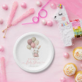 Bunny Rabbit Balloon Roze Baby Meisje Douche Papieren Bordje (Feest)