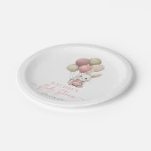 Bunny Rabbit Balloon Roze Baby Meisje Douche Papieren Bordje (Gekanteld)