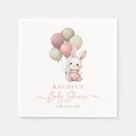 Bunny Rabbit Balloon Roze Baby Meisje Douche Servet