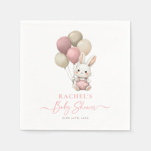 Bunny Rabbit Balloon Roze Baby Meisje Douche Servet