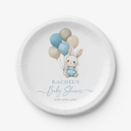 Bunny Rabbit Balloons Blue Baby Boy Shower Papieren Bordje