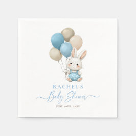 Bunny Rabbit Balloons Blue Baby Boy Shower Servet