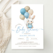 Bunny Rabbit Balloons Blue Boy Baby shower Kaart