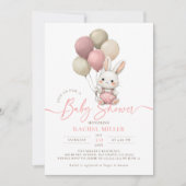 Bunny Rabbit Balloons Pink Girl Baby shower Kaart (Voorkant)