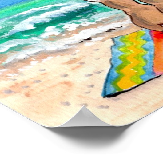 Bunny Rabbit Beach Blanket Ocean Blue Poster (Hoek)