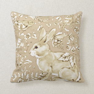 Bunny Rabbit beige Tan, Ivory Floral Elegant Kussen