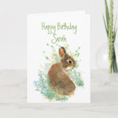 Bunny Rabbit Birthday Custom Name Animal Kaart (Voorkant)