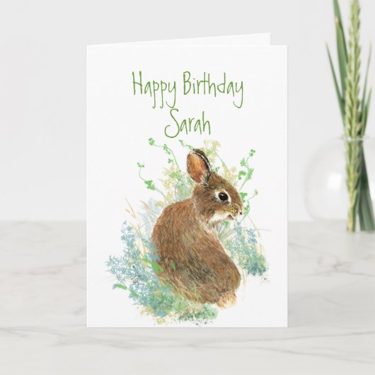 Bunny Rabbit Birthday Custom Name Animal Kaart (Voorkant)