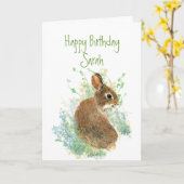 Bunny Rabbit Birthday Custom Name Animal Kaart (Gele Bloem)