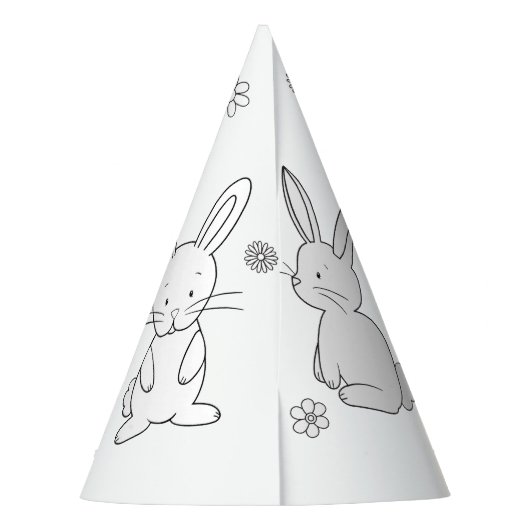 Bunny Rabbit Birthday - Kleur je eigen Pet Feesthoedjes (Achterkant)