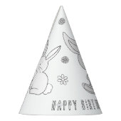 Bunny Rabbit Birthday - Kleur je eigen Pet Feesthoedjes (Links)