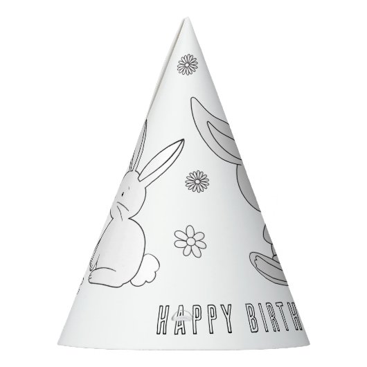 Bunny Rabbit Birthday - Kleur je eigen Pet Feesthoedjes (Links)
