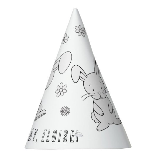 Bunny Rabbit Birthday - Kleur je eigen Pet Feesthoedjes (Rechts)