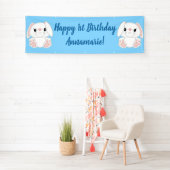 Bunny Rabbit Birthday Party Blue Spandoek (Insitu)