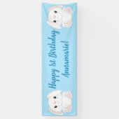 Bunny Rabbit Birthday Party Blue Spandoek (Verticaal)