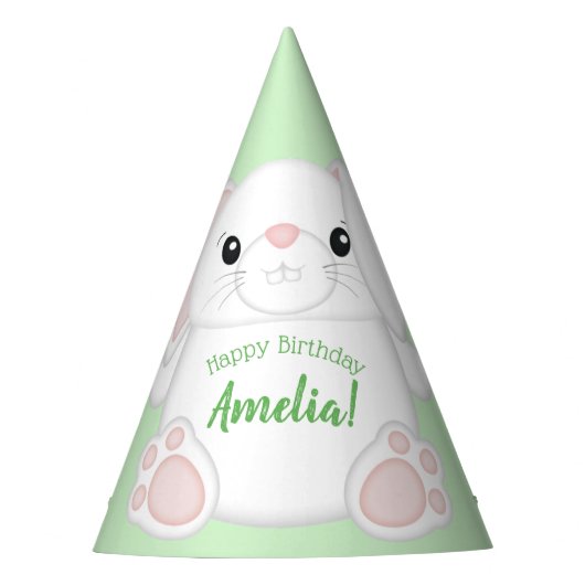 Bunny Rabbit Birthday Party Green Feesthoedjes (Voorkant)