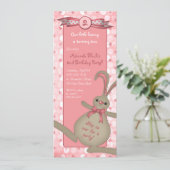 Bunny Rabbit Birthday Party Invitation Kaart (Staand voorkant)