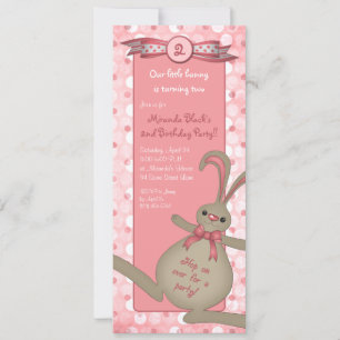 Bunny Rabbit Birthday Party Invitation Kaart