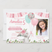 Bunny Rabbit Birthday Party Invitation Kaart (Voorkant)